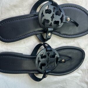 Tory Burch Black Logo Thong Sandals